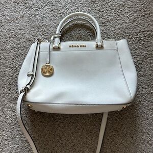 Michael Kors Cream Satchel with Gold Accents
